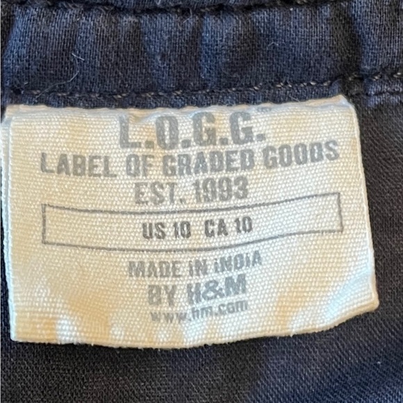 H & M L.O.G.G. Sheer Tunic Navy Blue V Neck 3/4 Sleeve 100% Cotton Lagenlook - Picture 7 of 12